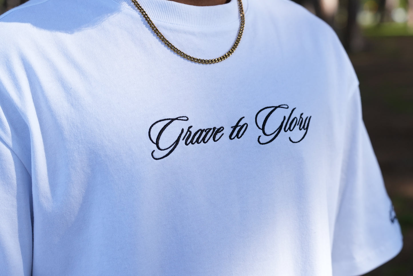 GOSPEL APPAREL - WHITE GRAVE TO GLORY BOXY T-SHIRT
