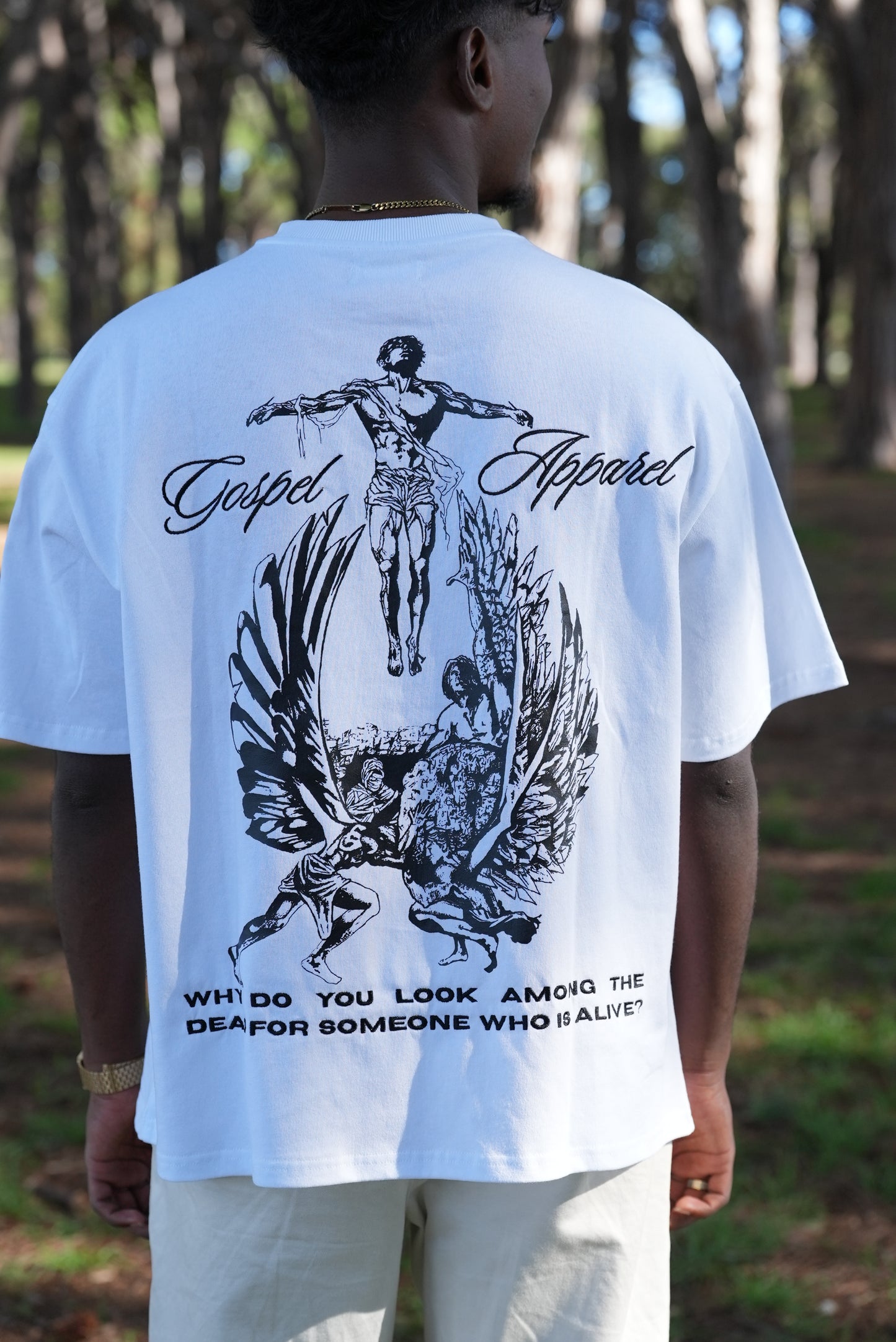 GOSPEL APPAREL - WHITE GRAVE TO GLORY BOXY T-SHIRT