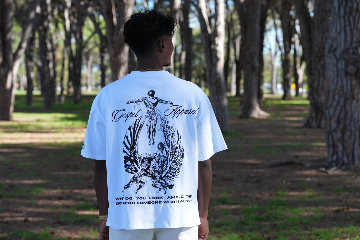 GOSPEL APPAREL - WHITE GRAVE TO GLORY BOXY T-SHIRT