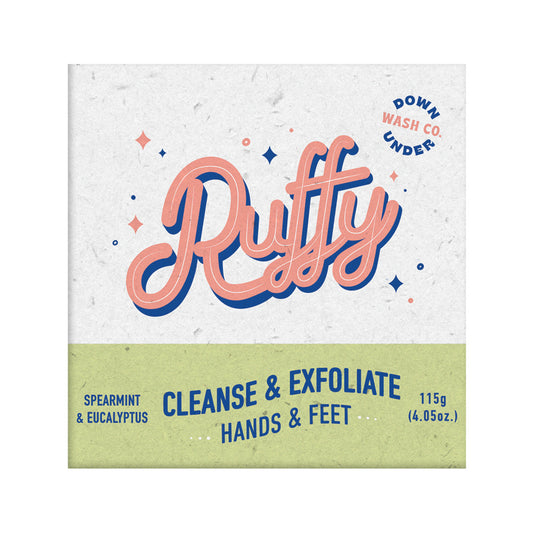 Downunder Wash Co. Ruffy Cleanse & Exfoliate Hands & Feet Spearmint & Eucalyptus 115g DOWNUNDER WASH CO.