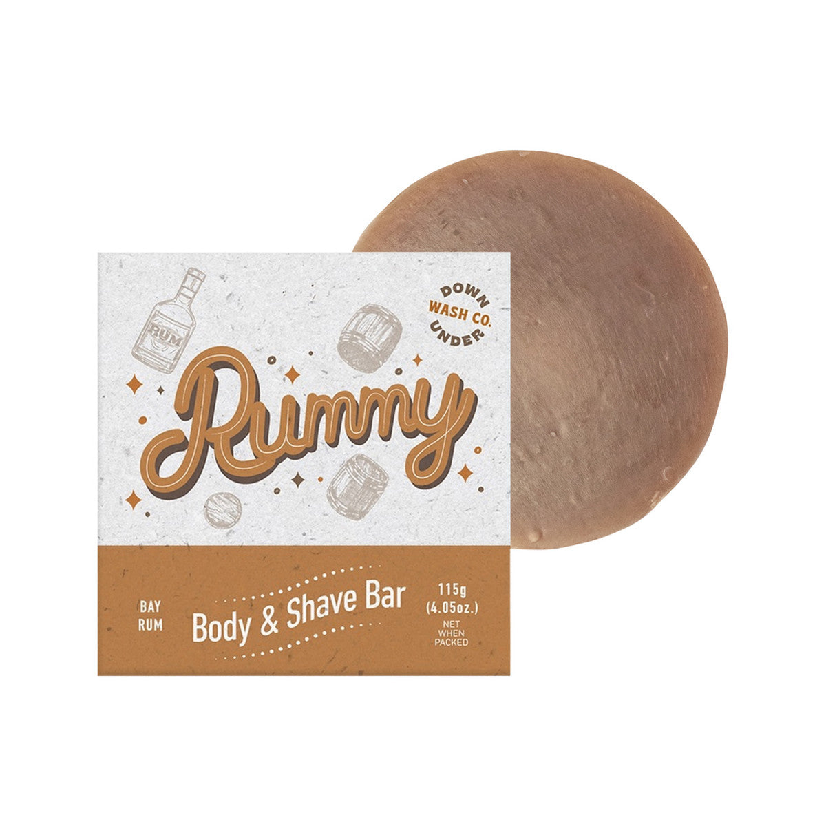 Downunder Wash Co. Rummy Body & Shave Bar Bay Rum 115g DOWNUNDER WASH CO.