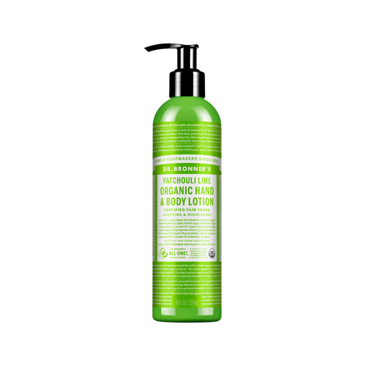 Dr. Bronner's Organic Hand & Body Lotion Patchouli Lime 237ml DR. BRONNER'S