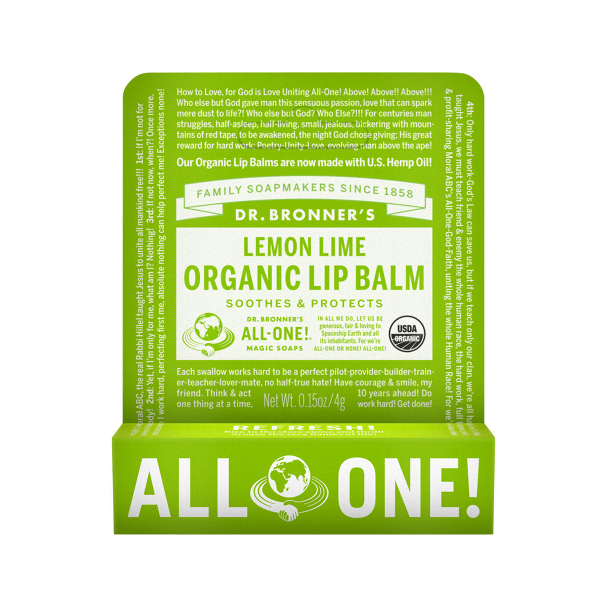Dr. Bronner's Organic Lip Balm Lemon Lime 4g DR. BRONNER'S