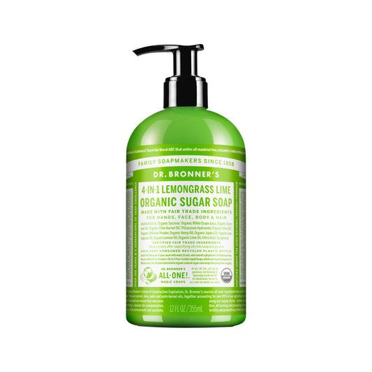 Dr. Bronner's Organic Sugar Soap 4-in-1 Lemongrass Lime (pump) 355ml - Cutprice Online