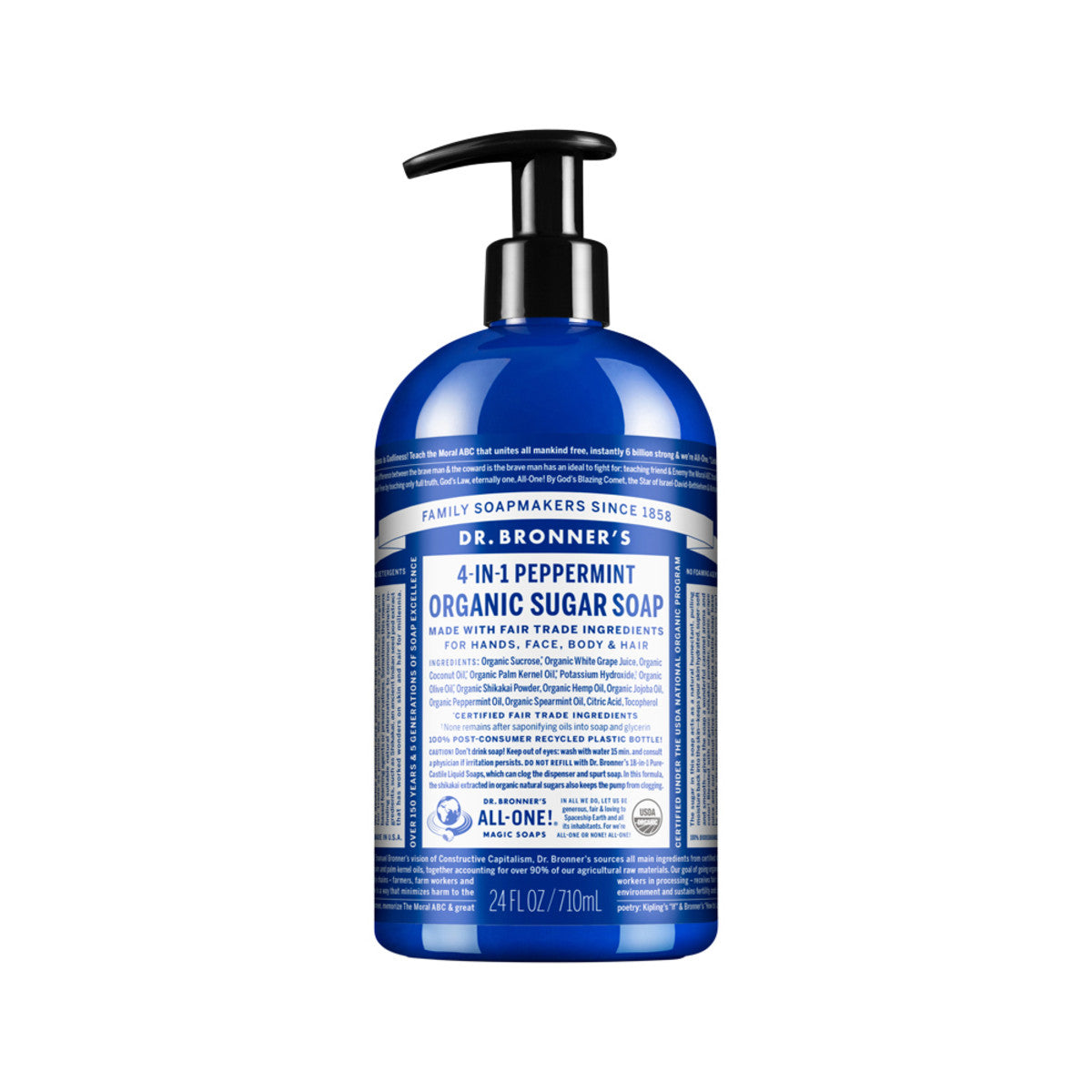 Dr. Bronner's Organic Sugar Soap 4-in-1 Peppermint (pump) 710ml - Cutprice Online