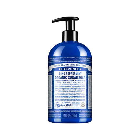 Dr. Bronner's Organic Sugar Soap 4-in-1 Peppermint (pump) 710ml - Cutprice Online