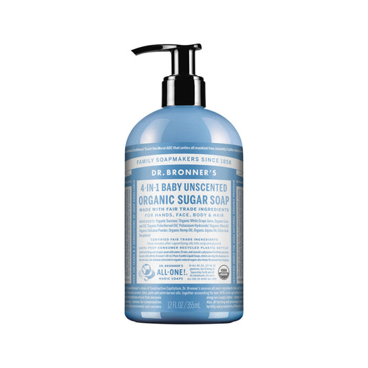 Dr. Bronner's Organic Sugar Soap 4-in-1 Unscented (Baby) (pump) 355ml - Cutprice Online