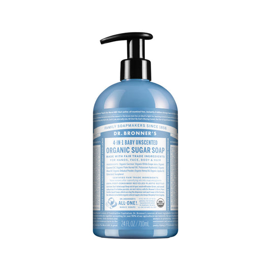 Dr. Bronner's Organic Sugar Soap 4-in-1 Unscented (Baby) (pump) 710ml - Cutprice Online