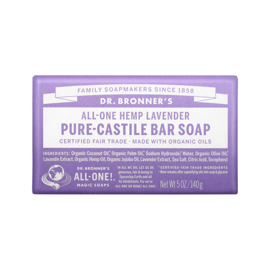 Dr. Bronner's Pure-Castile Bar Soap (Hemp All-One) Lavender 140g - Cutprice Online