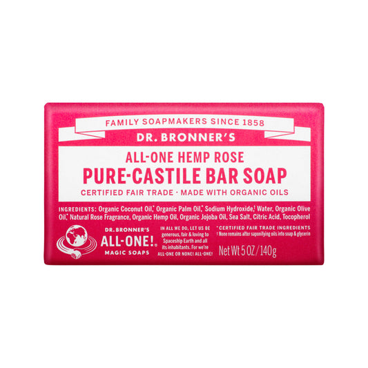 Dr. Bronner's Pure-Castile Bar Soap (Hemp All-One) Rose 140g - Cutprice Online