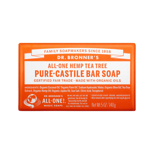 Dr. Bronner's Pure-Castile Bar Soap (Hemp All-One) Tea Tree 140g - Cutprice Online