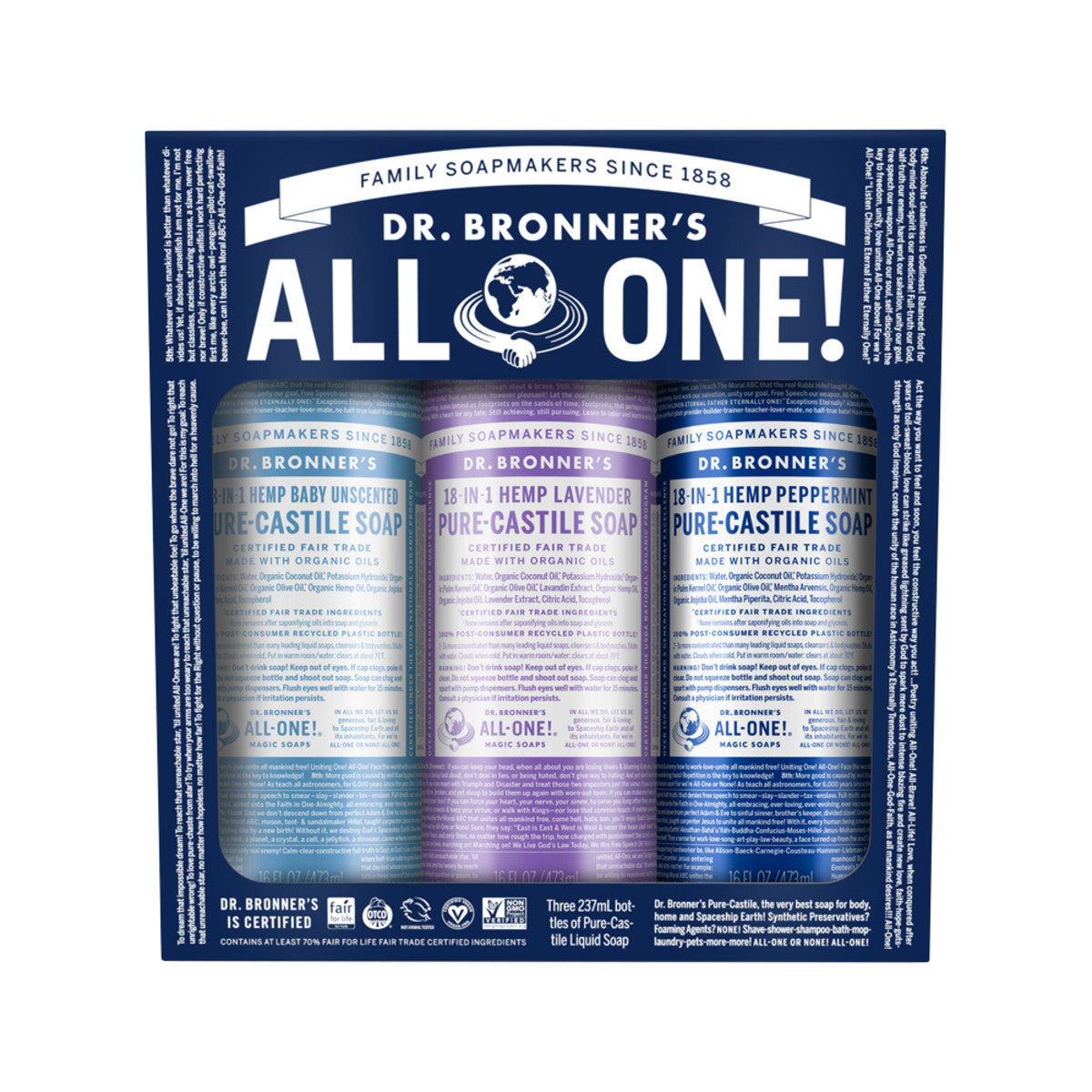 Dr. Bronner's Pure-Castile Soap Liquid Cosmic Classics 237ml x 3 Pack - Cutprice Online