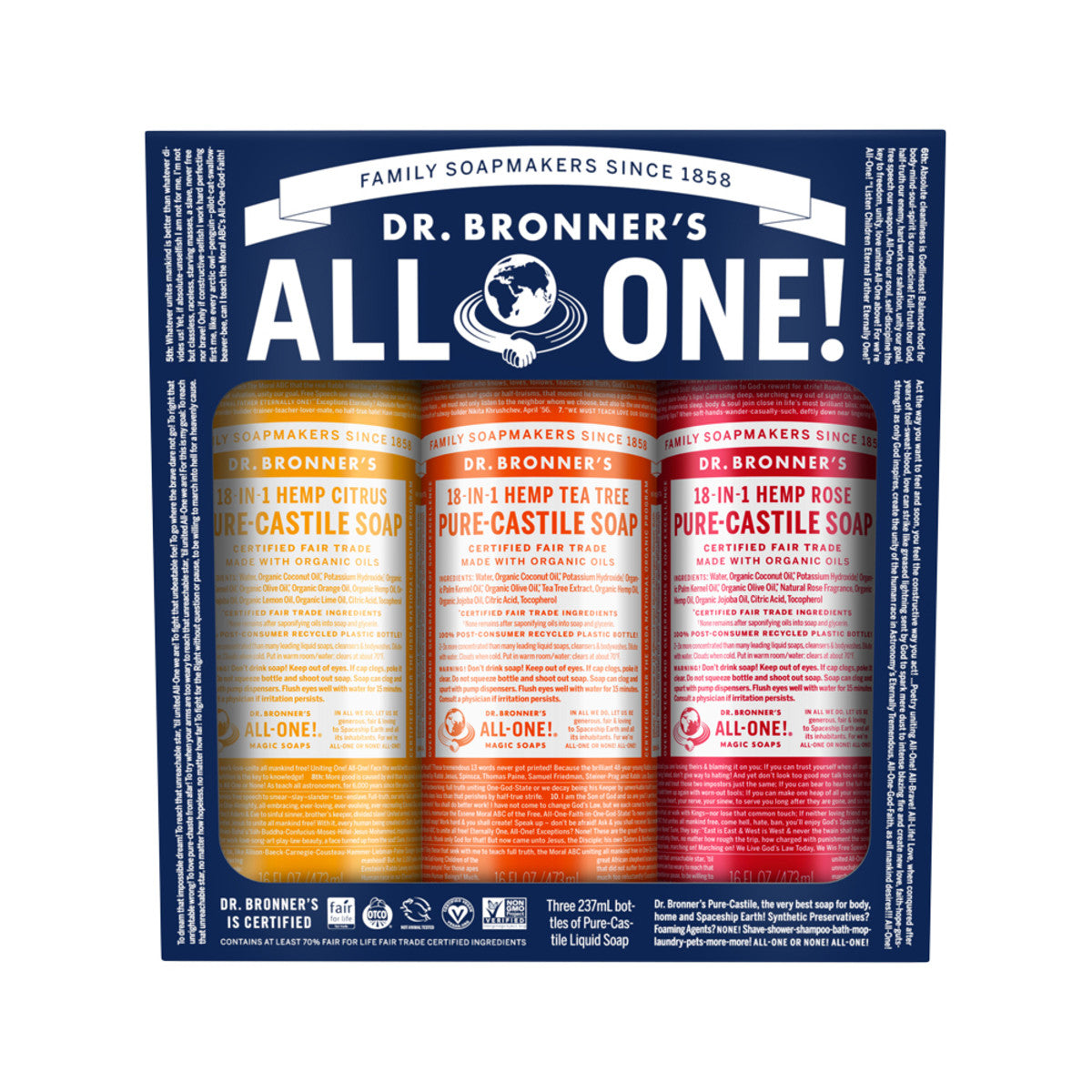 Dr. Bronner's Pure-Castile Soap Liquid Summer Lovin' 237ml x 3 Pack - Cutprice Online
