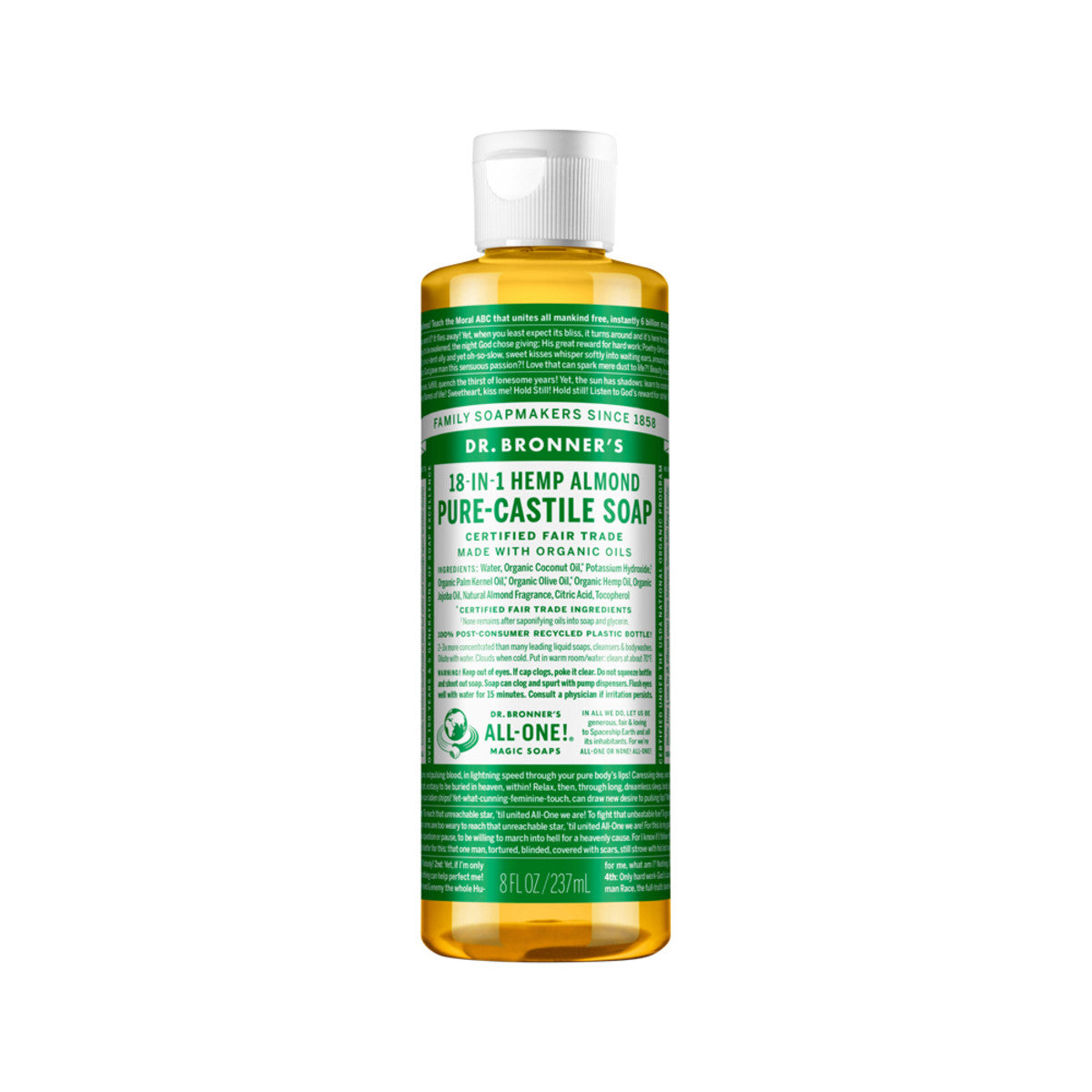 Dr. Bronner's Pure-Castile Soap Liquid (Hemp 18-in-1) Almond 237ml - Cutprice Online