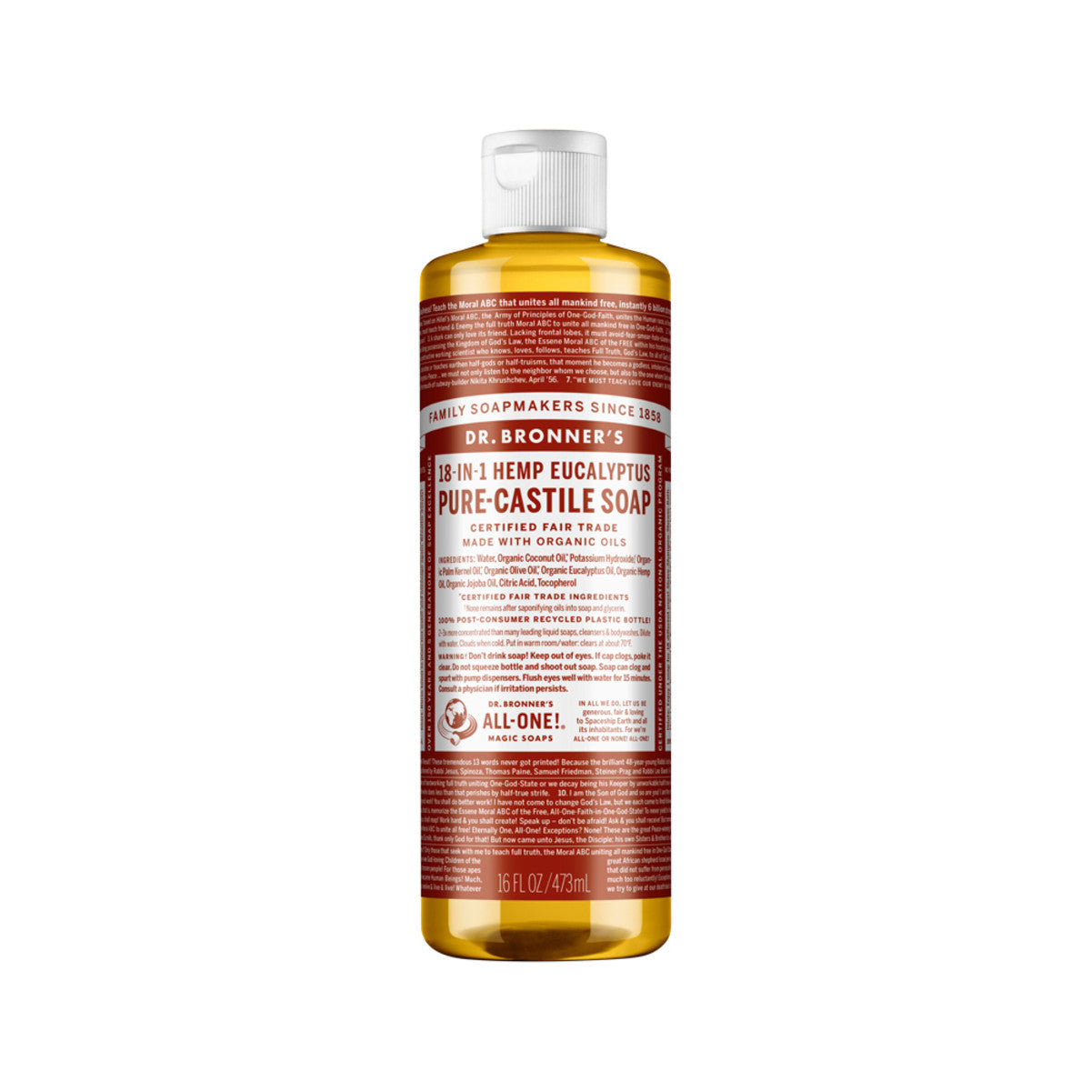 Dr. Bronner's Pure-Castile Soap Liquid (Hemp 18-in-1) Eucalyptus 473ml - Cutprice Online