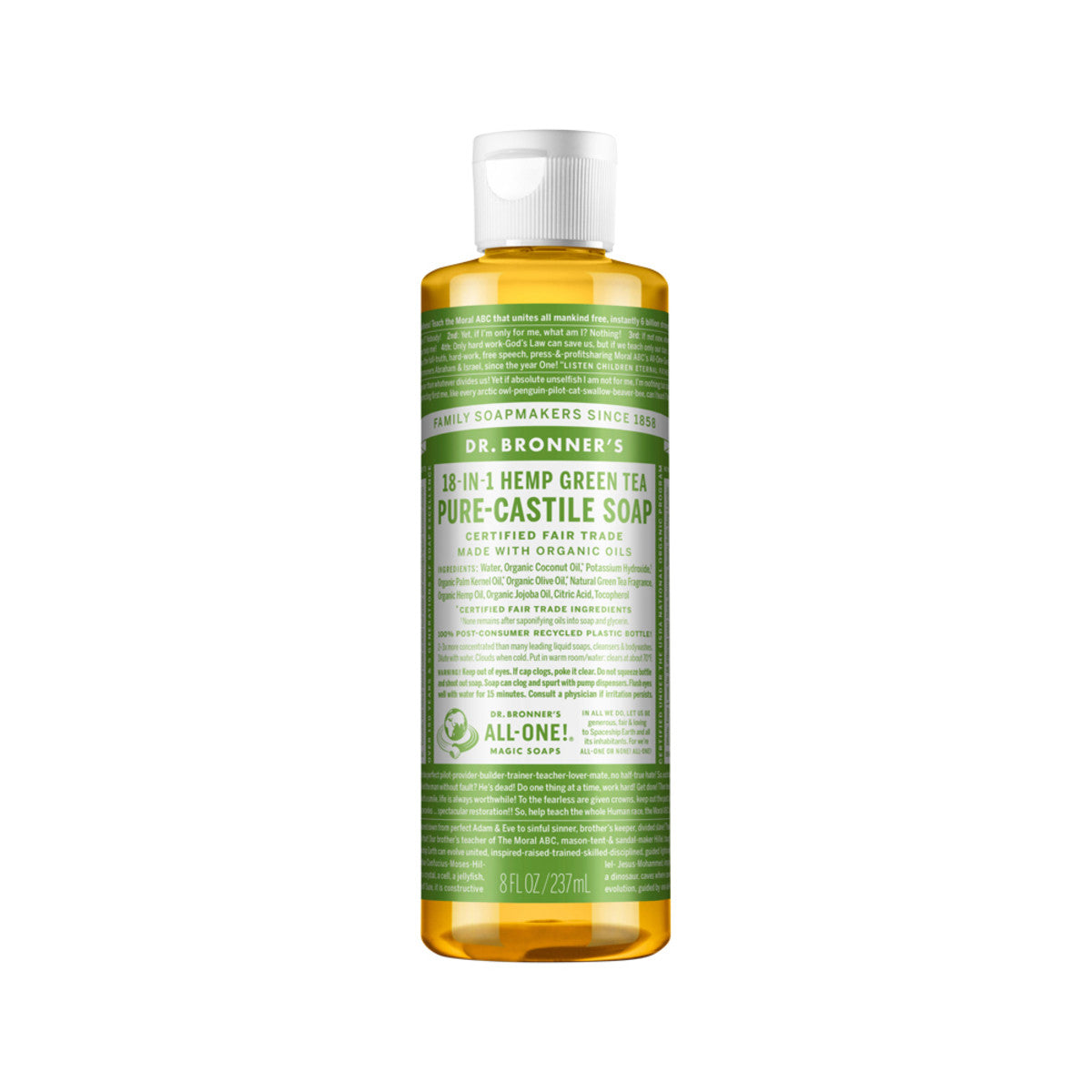 Dr. Bronner's Pure-Castile Soap Liquid (Hemp 18-in-1) Green Tea 237ml - Cutprice Online