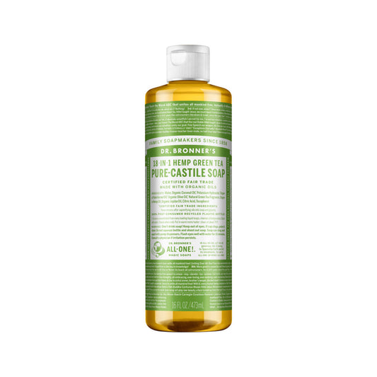 Dr. Bronner's Pure-Castile Soap Liquid (Hemp 18-in-1) Green Tea 473ml - Cutprice Online