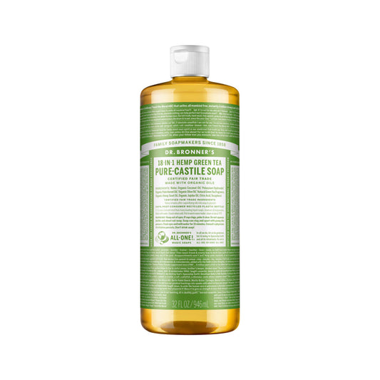 Dr. Bronner's Pure-Castile Soap Liquid (Hemp 18-in-1) Green Tea 946ml - Cutprice Online