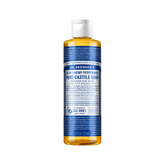 Dr. Bronner's Pure-Castile Soap Liquid (Hemp 18-in-1) Peppermint 237ml - Cutprice Online