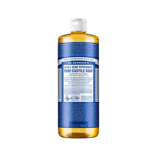 Dr. Bronner's Pure-Castile Soap Liquid (Hemp 18-in-1) Peppermint 946ml - Cutprice Online