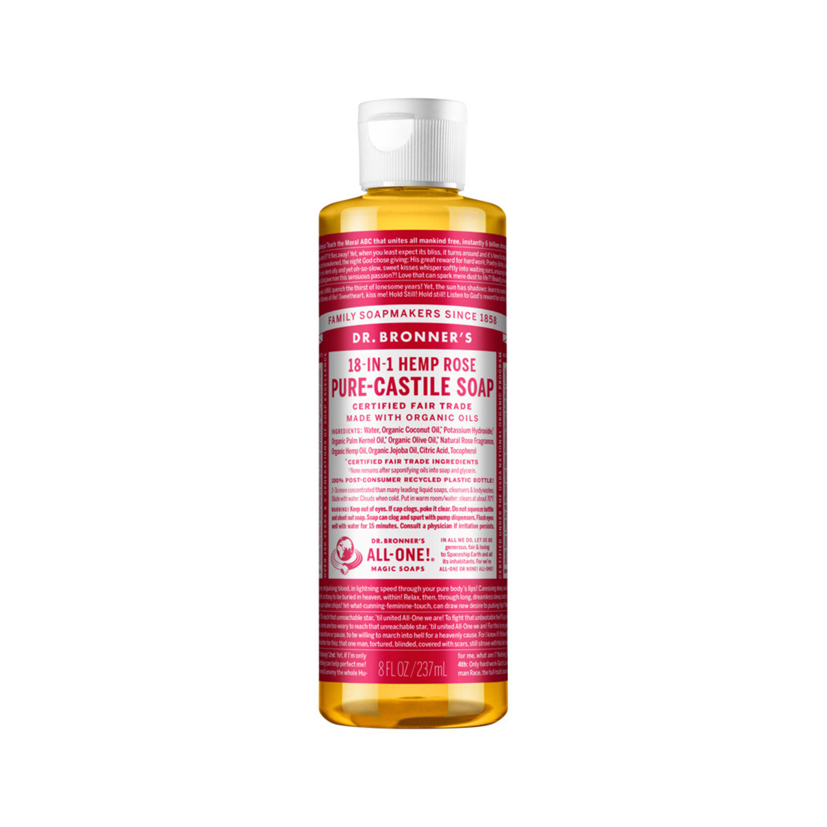 Dr. Bronner's Pure-Castile Soap Liquid (Hemp 18-in-1) Rose 237ml - Cutprice Online