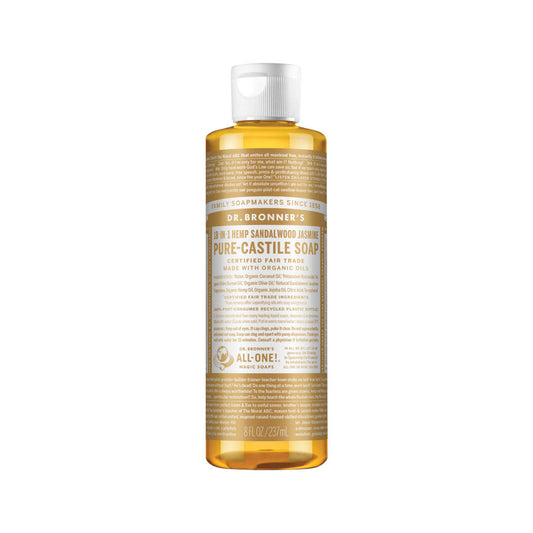 Dr. Bronner's Pure-Castile Soap Liquid (Hemp 18-in-1) Sandalwood Jasmine 237ml - Cutprice Online