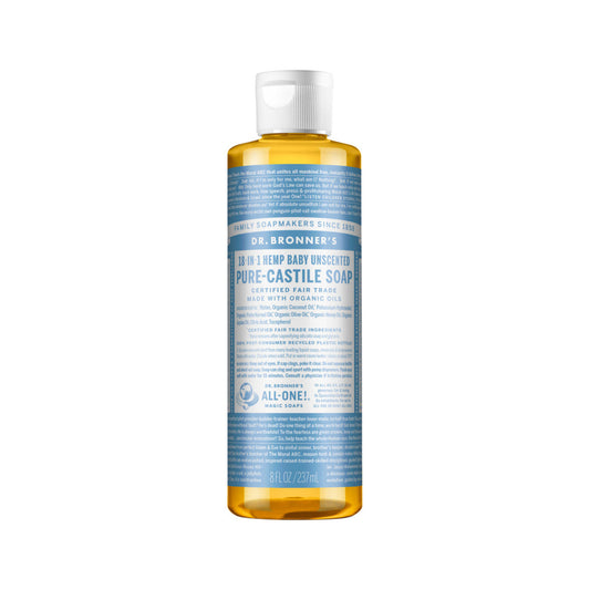 Dr. Bronner's Pure-Castile Soap Liquid (Hemp 18-in-1) Unscented (Baby) 237ml - Cutprice Online