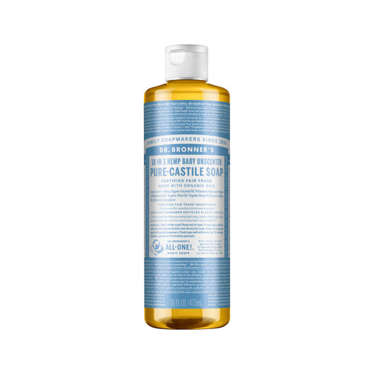 Dr. Bronner's Pure-Castile Soap Liquid (Hemp 18-in-1) Unscented (Baby) 473ml - Cutprice Online