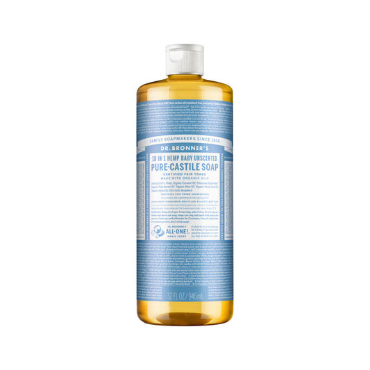 Dr. Bronner's Pure-Castile Soap Liquid (Hemp 18-in-1) Unscented (Baby) 946ml - Cutprice Online