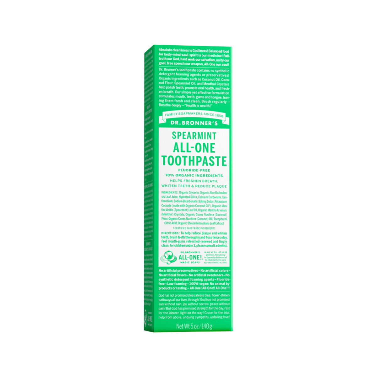 Dr. Bronner's Toothpaste (All-One) Spearmint 140g - Cutprice Online