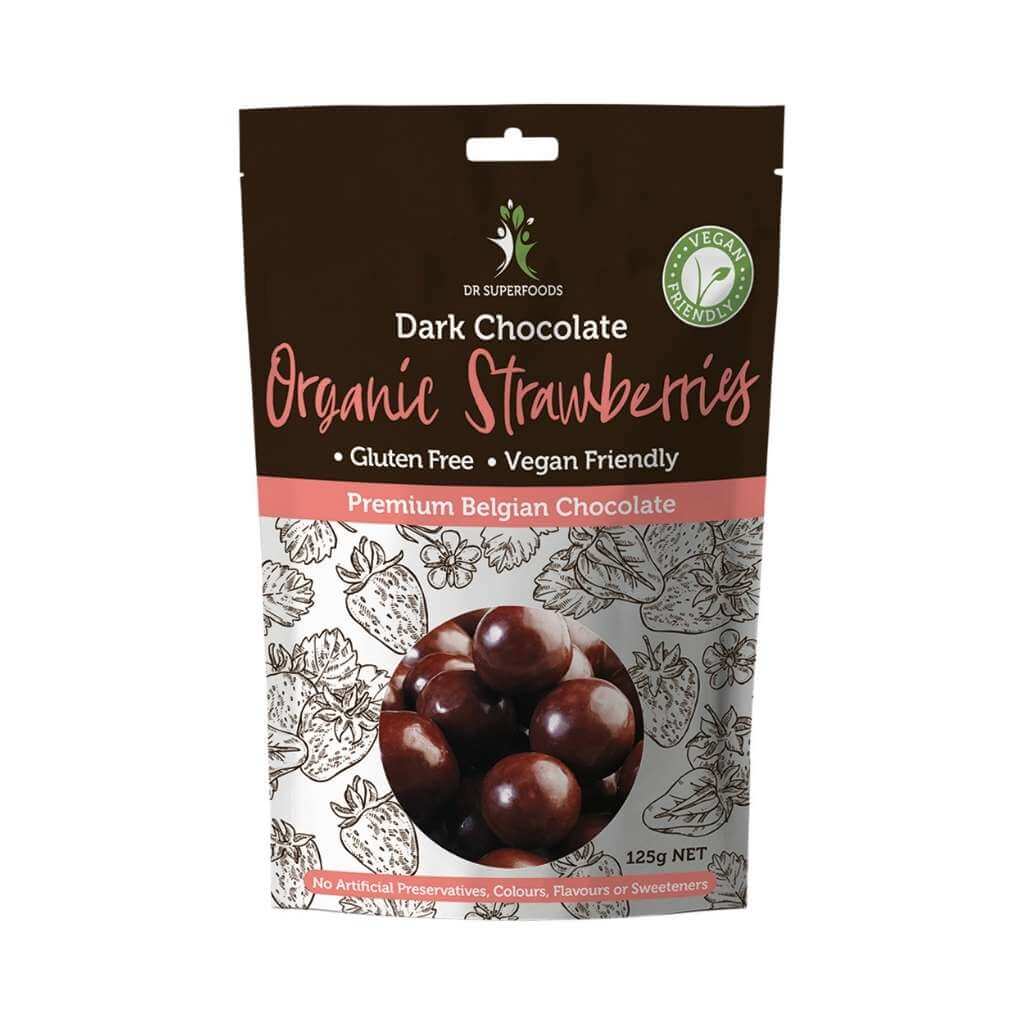 DR SUPERFOODS Strawberries Organic - Dark Chocolate 125g DR SUPERFOODS