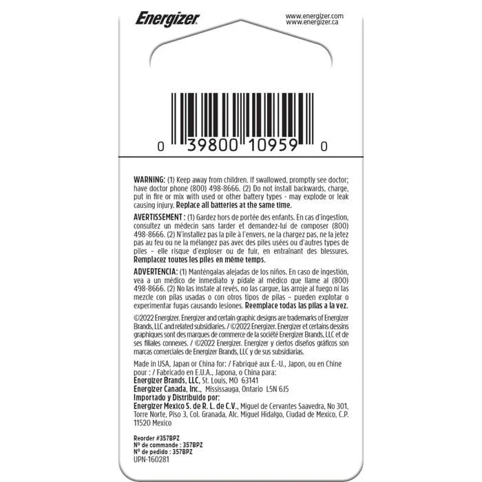 Energizer 357 Silver Oxide Watch Battery 1 Each - Cutprice Online