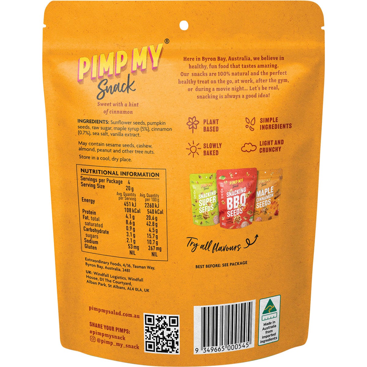 PIMP MY SNACK Maple Cinnamon Seeds 80g - Cutprice Online