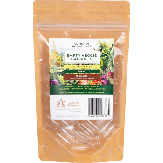 Eumundi Botanicals Empty Veggie Capsules Size 00 100 Caps - Cutprice Online