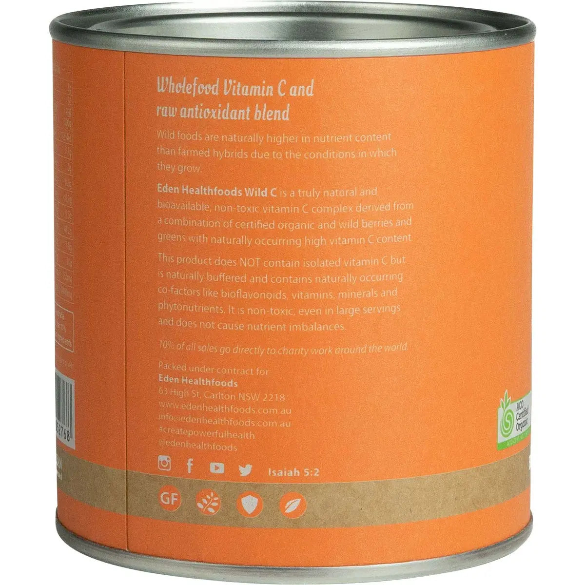 EDEN HEALTHFOODS Wild C Natural Vitamin C Powder 150g EDEN HEALTHFOODS