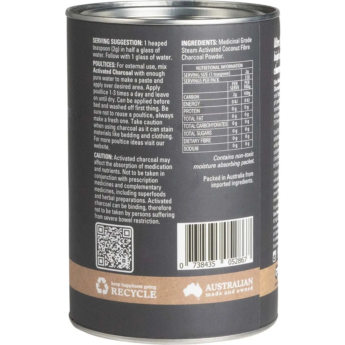 EDEN HEALTHFOODS Activated Charcoal Steam Activated Charcoal Powder 300g EDEN HEALTHFOODS
