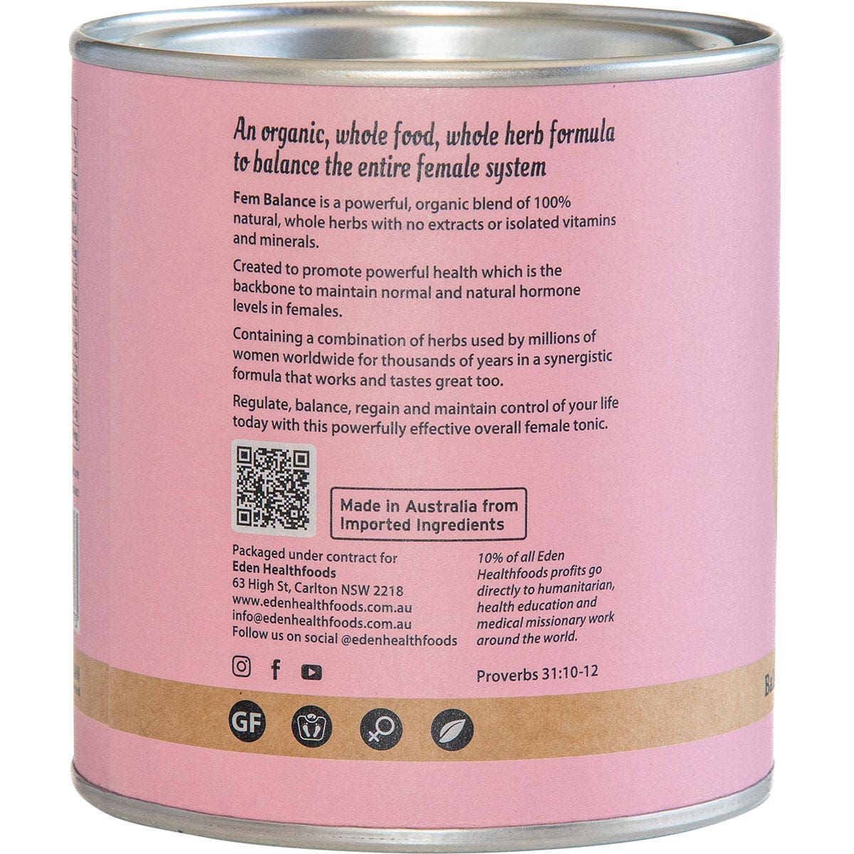 EDEN HEALTHFOODS Fem Balance 150g - Cutprice Online