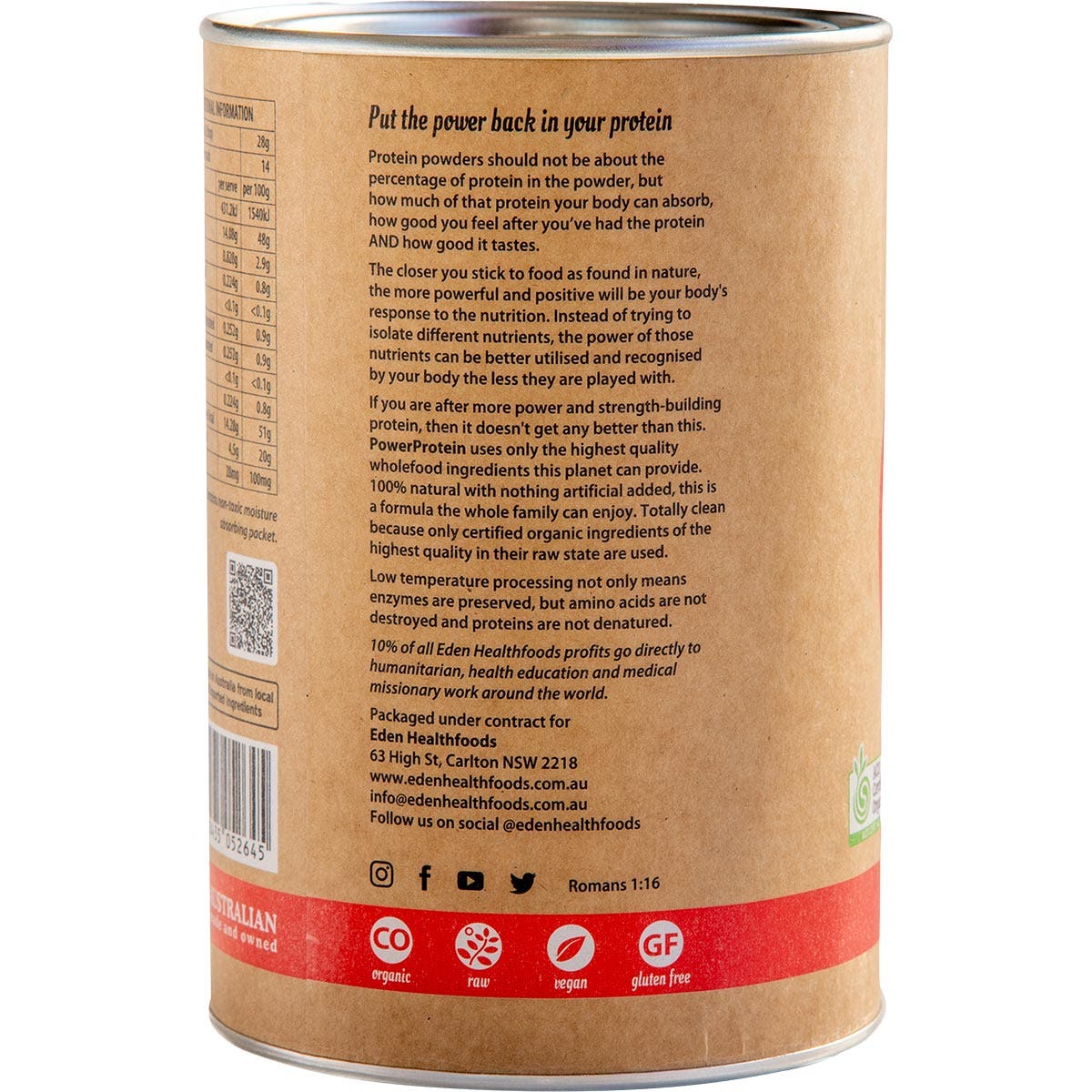 EDEN HEALTHFOODS Power Protein 400g - Cutprice Online