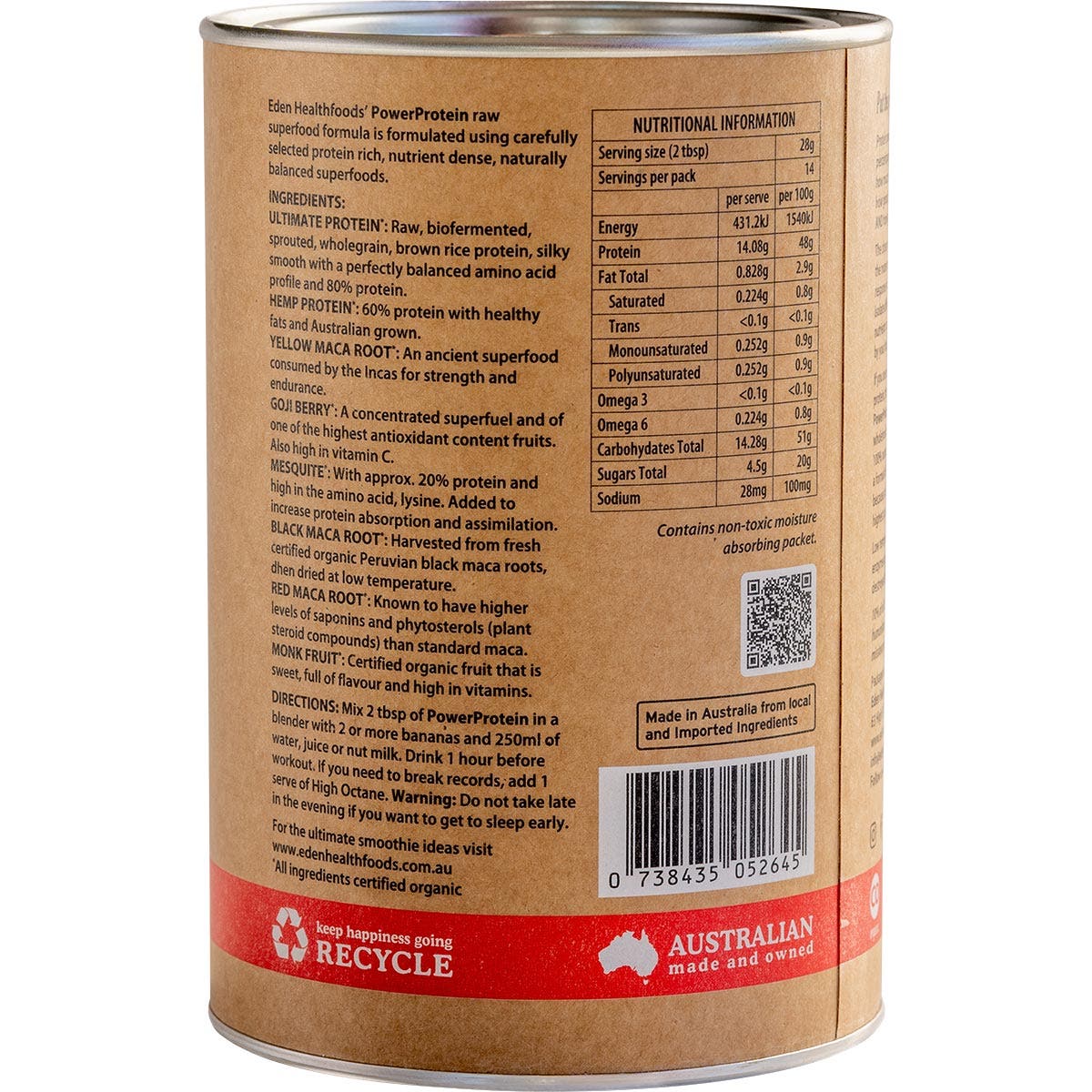 EDEN HEALTHFOODS Power Protein 400g - Cutprice Online