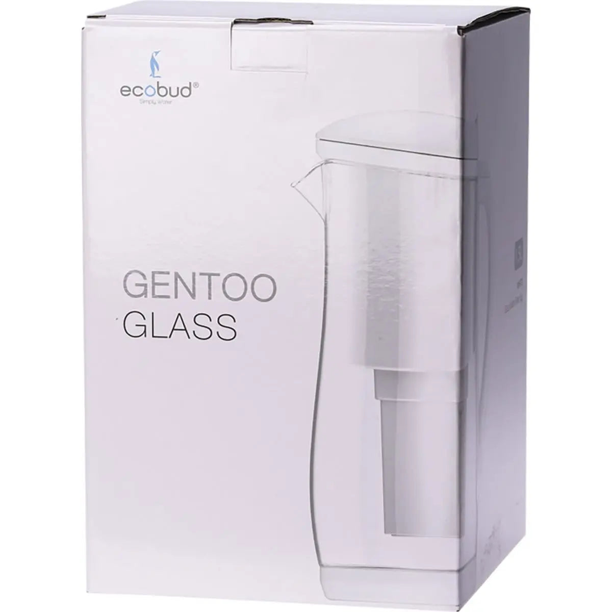 ECOBUD Gentoo GLASS Water Filter Jug WHITE 1.5L ECOBUD