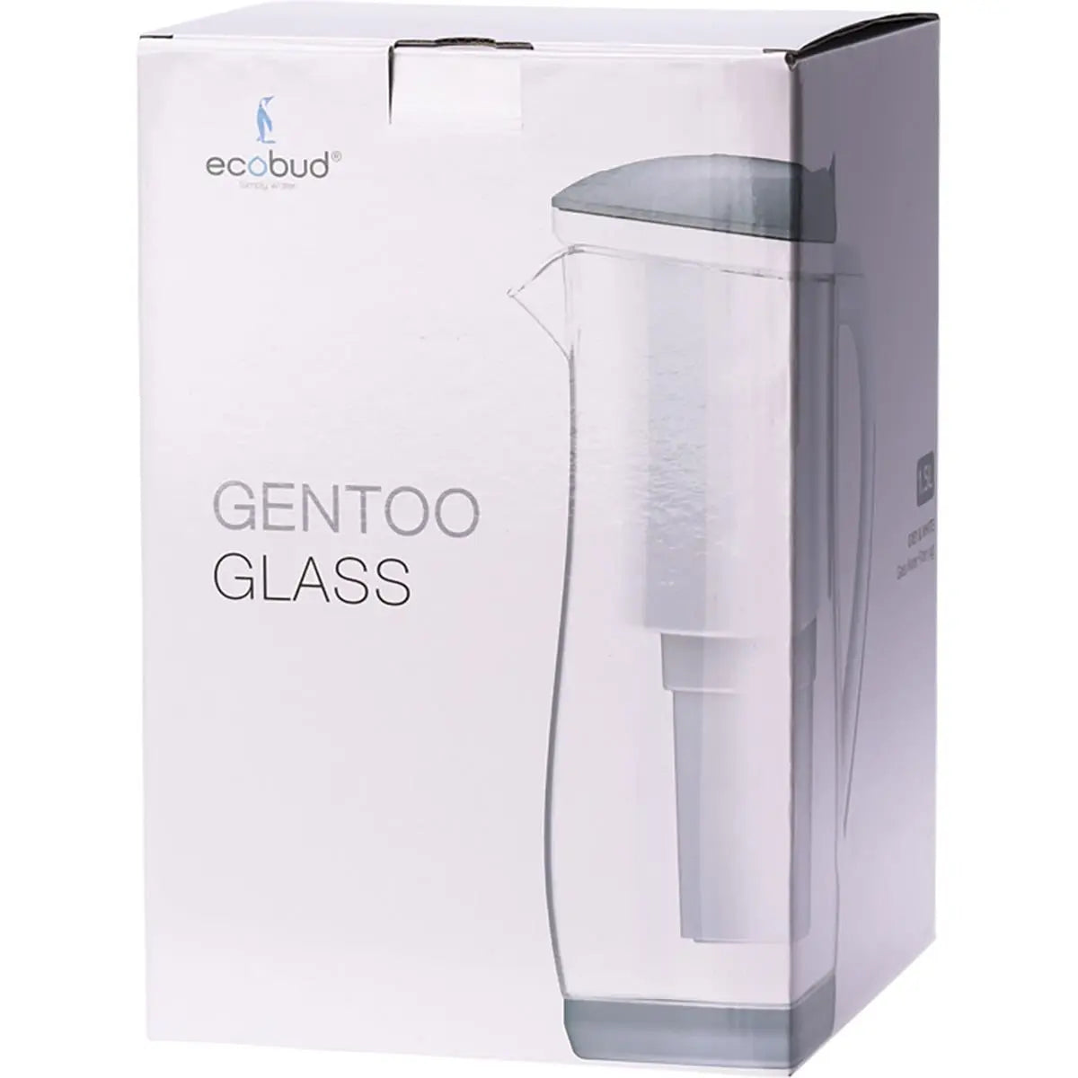ECOBUD Gentoo Glass Water Filter Jug Grey & White 1.5L ECOBUD