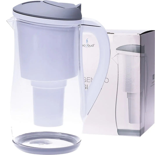 ECOBUD Gentoo Glass Water Filter Jug Grey & White 1.5L ECOBUD