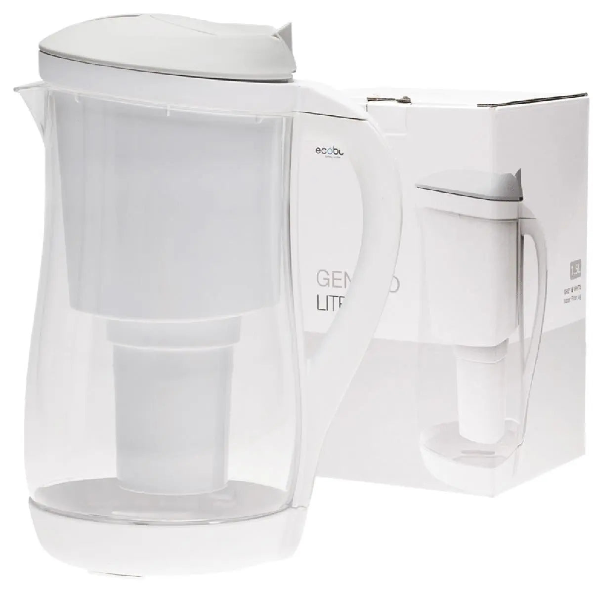 ECOBUD Gentoo Plastic Water Filter Jug Grey & White 1.5L ECOBUD