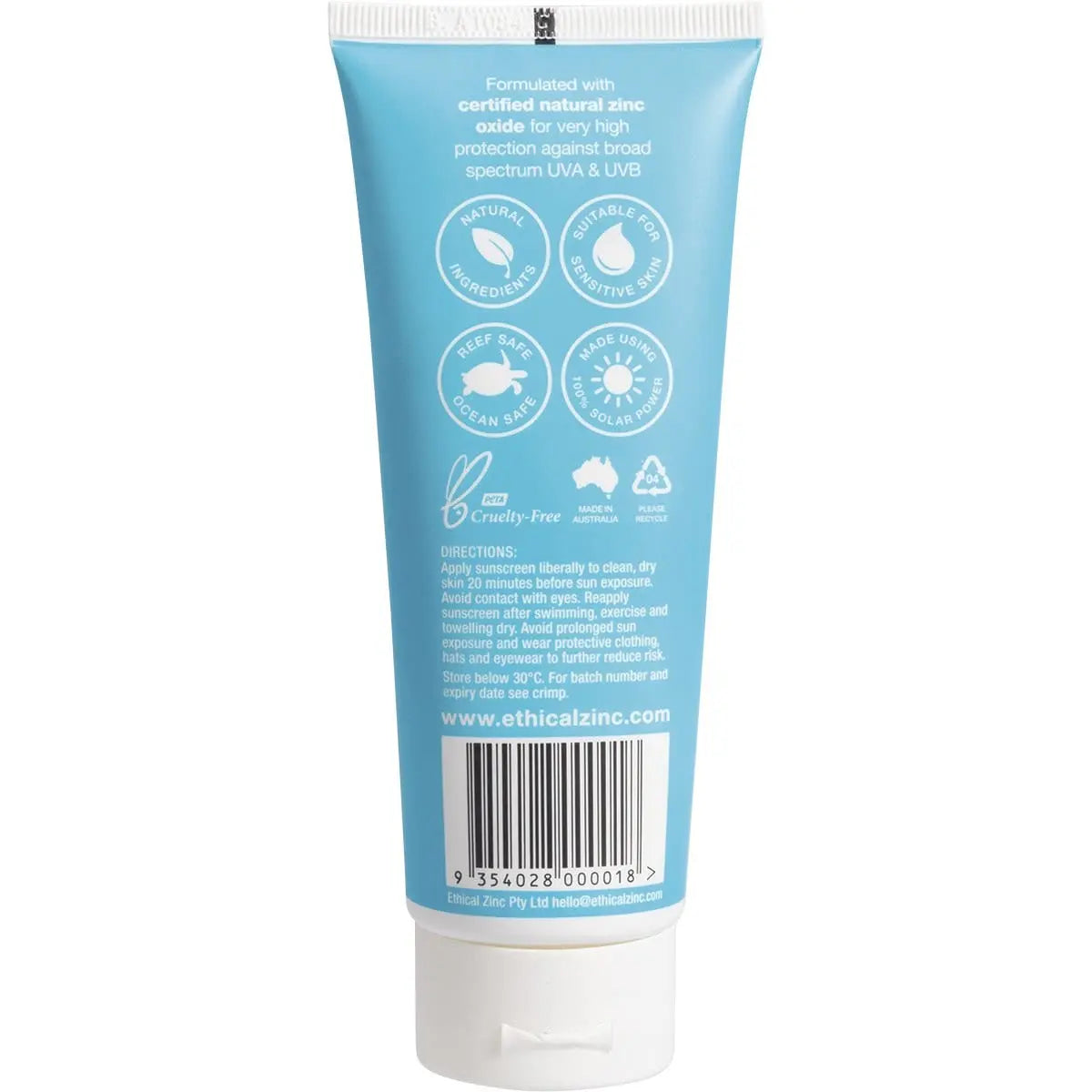 ETHICAL ZINC Natural Clear Zinc Sunscreen SPF 50+ 100ml ETHICAL ZINC