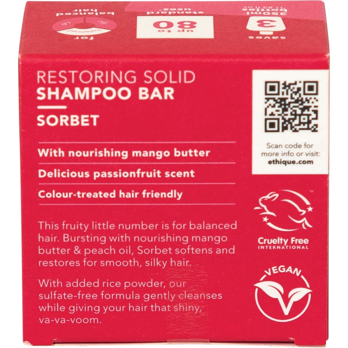 ETHIQUE Solid Shampoo Bar Sorbet Balanced Hair 110g - Cutprice Online