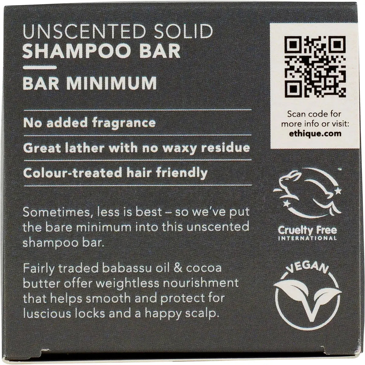 ETHIQUE Solid Shampoo Bar Bar Minimum - Unscented 110g ETHIQUE