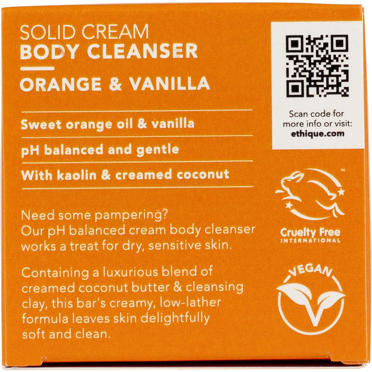 ETHIQUE Solid Cream Body Cleanser Orange & Vanilla 105g - Cutprice Online