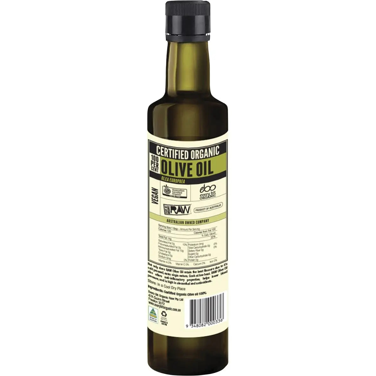 EVERY BIT ORGANIC RAW Olive Oil Cold Pressed - Extra Virgin 500ml EVERY BIT