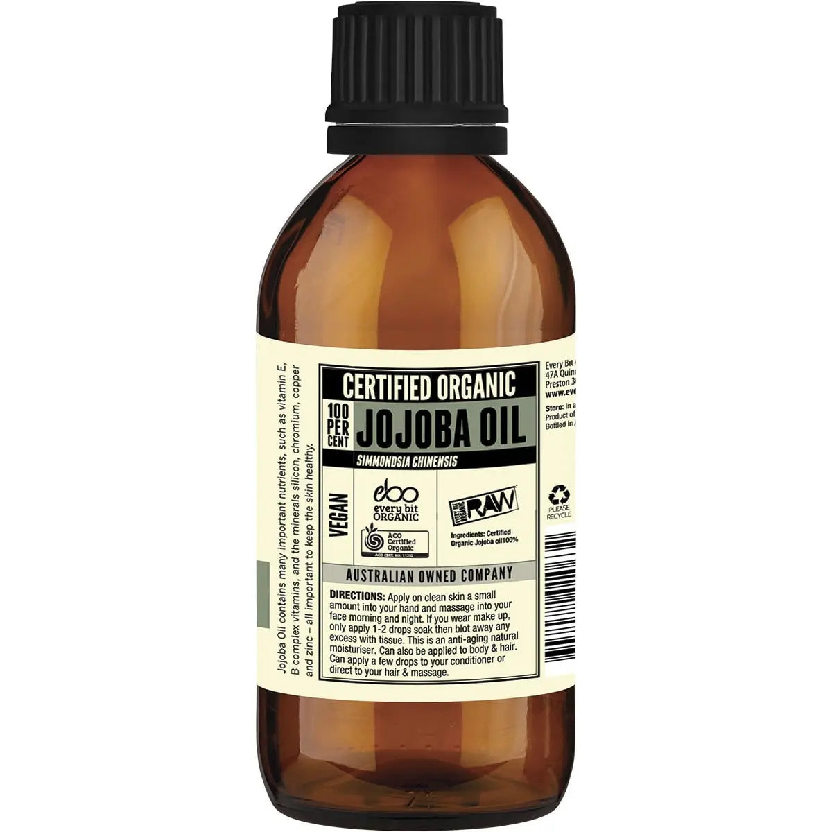 EVERY BIT ORGANIC RAW Jojoba Oil 200ml EVERY BIT