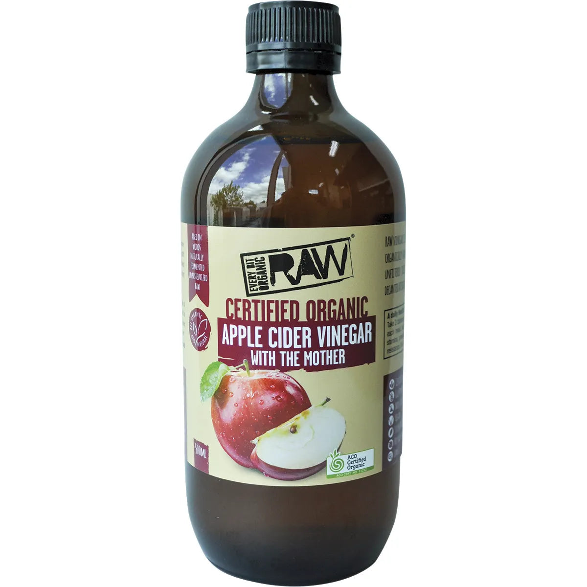 EVERY BIT ORGANIC RAW Apple Cider Vinegar With The Mother 6x500ml EVERY BIT